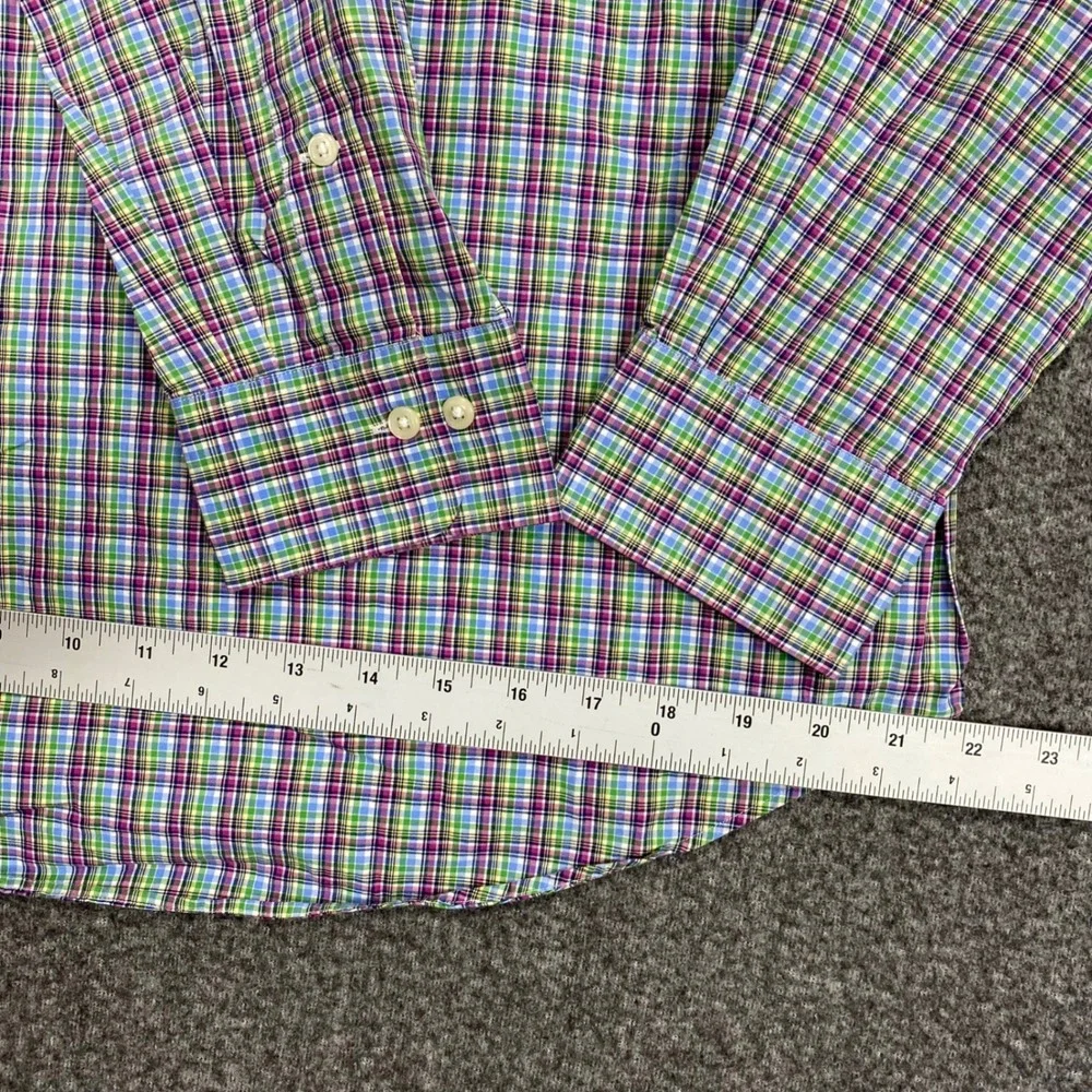 Vintage Polo Ralph Lauren Regent Custom Fit Button Up Shirt Mens 16 L Plaid